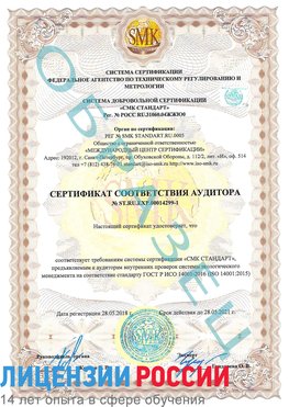 Образец сертификата соответствия аудитора №ST.RU.EXP.00014299-1 Аксай Сертификат ISO 14001